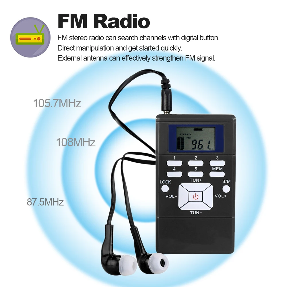 Портативное минирадио FM DSP цифровые часы стерео приемник Dab радио w/1," ЖК-экран для синхронного перевода