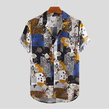

Men's Printing Shirt Button 2020 Breathable Beach Streetwear Short Sleeve Hawaiian Shirts Brand Casual Vacation Camisa Masculina
