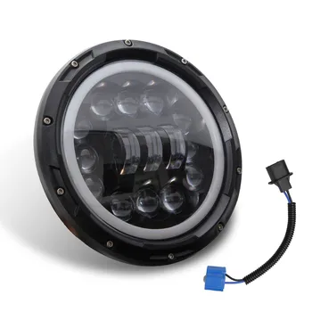 

7inch 400W Round Black Led Headlight High Low Beam For Jeep Wrangler Jk Tj Lj Cj Hummber