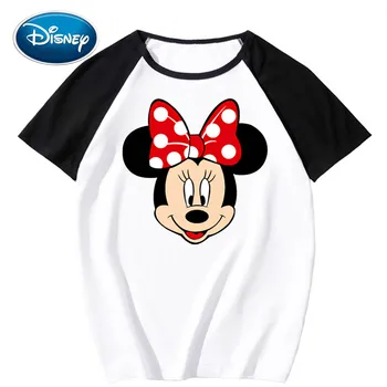 

Disney Stylish Minnie Mouse Cartoon Print O-Neck Pullover Short Sleeve Contrast Color Unisex T-Shirt Tee Tops XS - 3XL 11 Colors