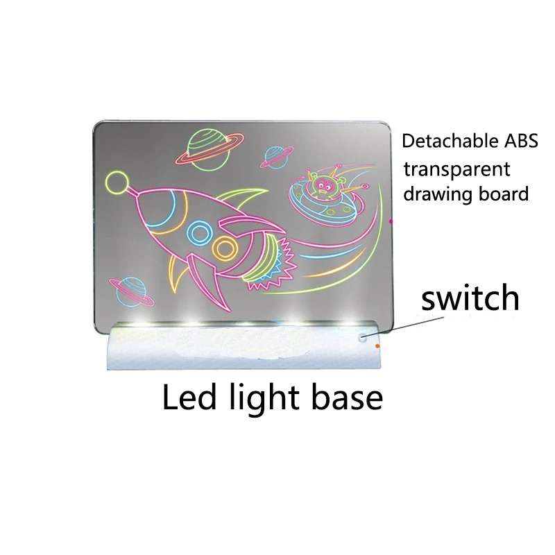 Cheap 1Set Early Educational Toy 3D Drawing Board Multi function Sketchpad 3D Drawing Flashing Board Drawing Without Box