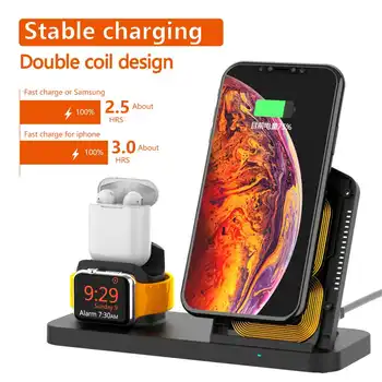 

10W Qi Wireless Charger For iPhone XS XR X8 for Apple Watch 4 3 2 for Airpod Fast Charging Holder Dock Pad For Samsung S9 S10E
