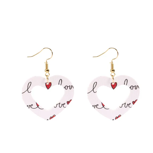 Love Heart Pendant Hollow Pu Leather Earrings New Dangle Earrings for women Valentine's Day Gift Wholesale valentine earrings T2194WZM55