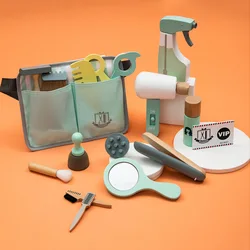 Youu – ensemble de sac de coiffeur pour enfants, jeu de rôle, outils en bois pour la coupe de cheveux et le maquillage 