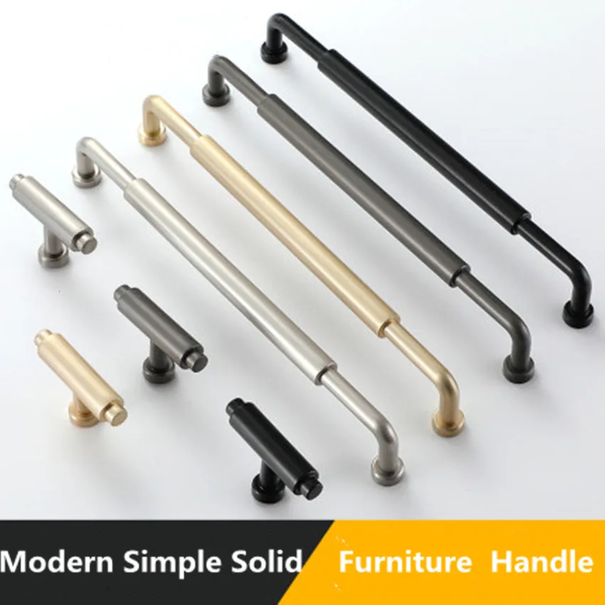 160 192 320mm modern simple solid brushed nickel gold kitchen cabinet wardrobe handle gary black drawer cupboard pull knob 128mm |