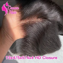 Perruque Lace Frontal Closure brésilienne 100% naturelle, cheveux humains vierges, pre-plucked, Transparent HD, 2x6, 5x5, 4x4, 13x4