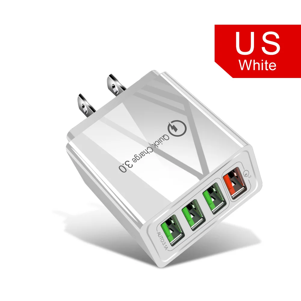 Олаф Quick Charge 3,0 USB зарядное устройство QC3.0 Turbo Быстрая зарядка EU/US/UK зарядное устройство адаптер для iPhone samsung Xiaomi - Тип штекера: US plug White