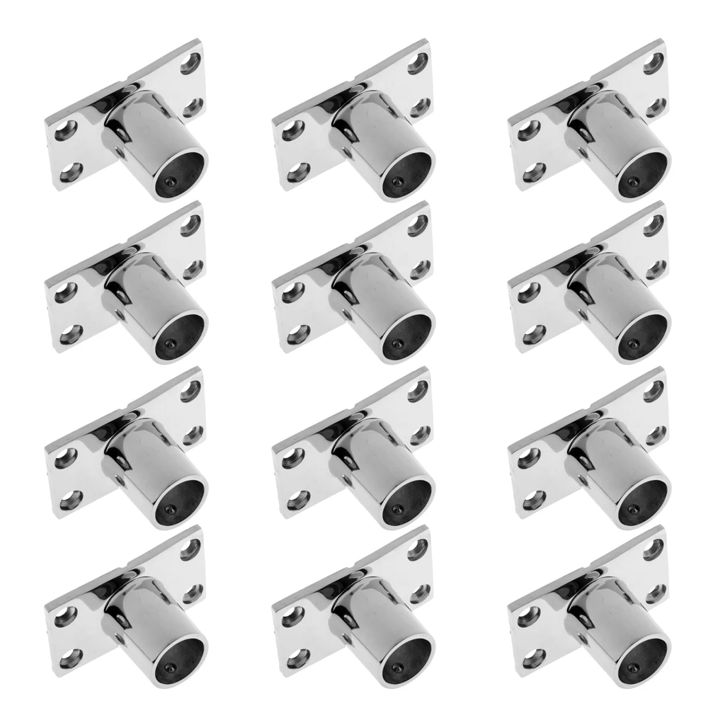 12pc Boat Hand Rail Fitting 90 Degree Rectangular Stanchion Base Marine 25mm