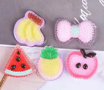 

Kawaii transparent Fruit Resin Bowknot apple banana Art Supply Resin Flatback Cabochon DIY Decorative Craft Scrapbooking