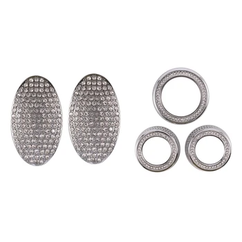 

2Pcs Crystal Car Shifter Rod Decoration Shell with 3Pcs Crystal Car Air Conditioning Knob Ring Cover