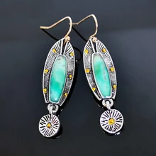 

Exquisite Retro Style Turquoises Earrings Simple Creative Floral Element Pendant Earrings Ladies Jewelry Party Accessories Gift