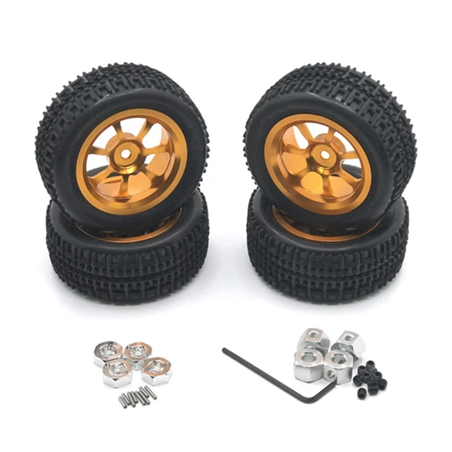 76Mm Metal Wheel Tire Tyre With Wheel Hex Nut Adaptor For Wltoys A959 A979 144001 124019 RC Car Upgrade Parts