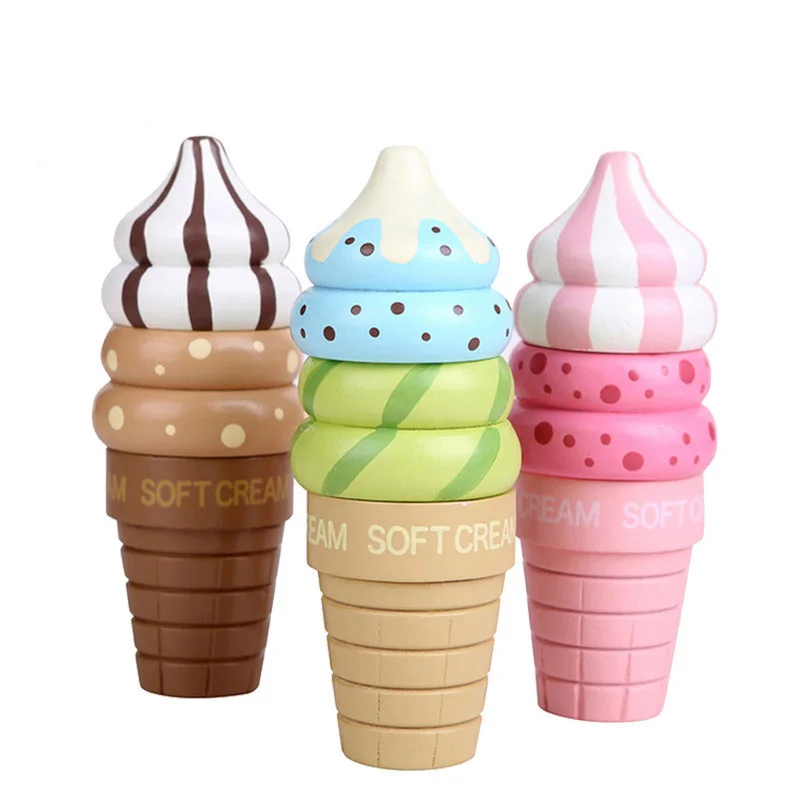 Wooden kitchen toys pretend play house ice cream food simulation kitchen magnetic food play house educational toys for children educational toys kitchen toys pretend kitchen toys pretend food toys wooden ice cream playset