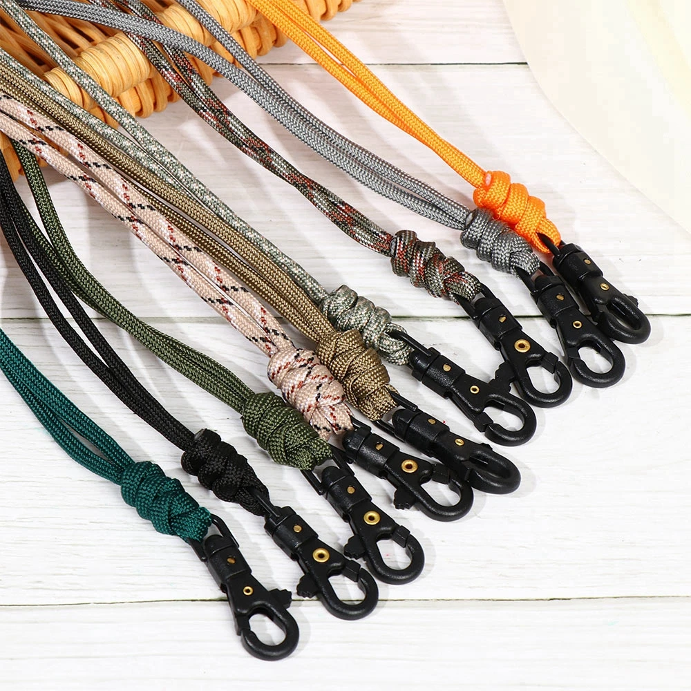 Paracord Keychain Military Braided Nylon Lanyard With Metal Triangle Buckles 