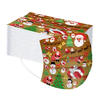 

50pcs Adult Christmas Mask Disposable Santa Claus Face Mask Mondkapjes Industrials 3ply Meltblown Cloth Masks Mascarillas