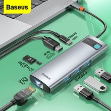 Tipo usb baseus hub c hub usb para hdmi rj45 leitor sd pd 100w carregador tipo-c usb 3.0 hub para macbook pro dock station divisor