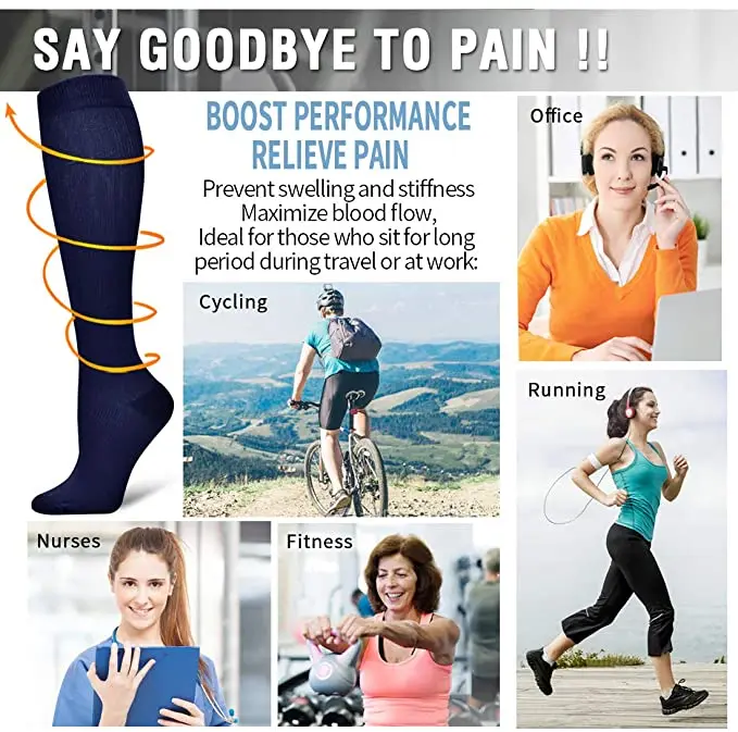 Компрессионные носки унисекс спортивные цветные полосатые с защитой от