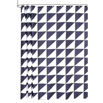 

Black and White Geometric Triple-Cornered Fabric Shower Curtain for Bathroom Hooks Included, 72X72 Inch