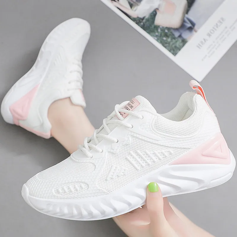 

2019 Women New Running Shoes Breathable Tennis Shoes Women Lightweight Mesh Chunky Sneakers Lace Up Gym Women Sport Shoes 35-40