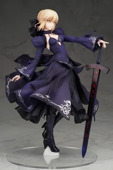 

23cm Girl Anime Figure Fate Zero Fate Stay Night Black Party Dress Saber Arturia Pendragon action figure collect children toys