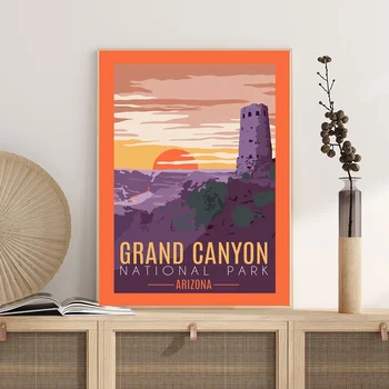 

Grand Canyon National Park Travel Art print Minimal map Canvas Poster No FRAME