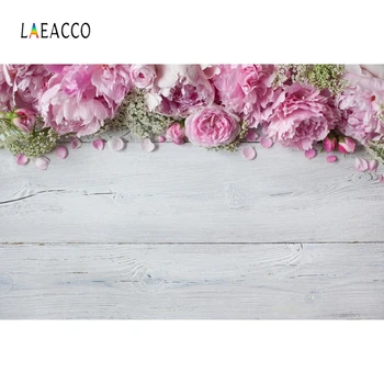 

Laeacco White Wooden Board Flowers Blossom Photography Backgrounds Planks Texture Portrait Baby Photo Backdrops For Photo Studio