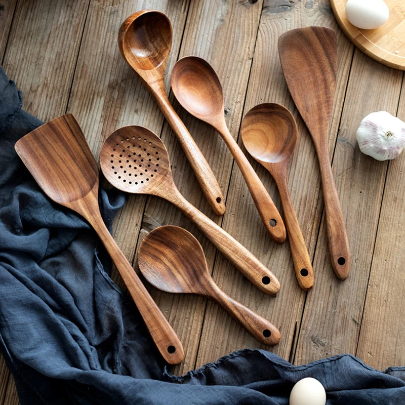 7pcs Wooden Spoons For Cooking Kitchen Utensils Set Wooden Cooking Set Kitchen Accessories Woods Spatula Cooking Tools Tableware Cooking Tool Sets Aliexpress