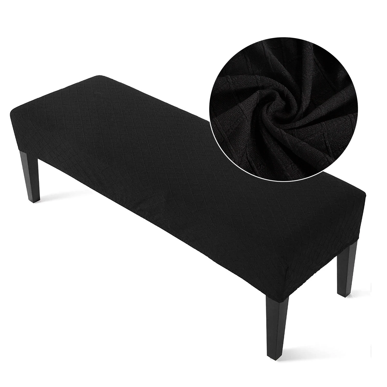 Dining Bench Slip Cover Long Stool Seat Protector Stretch Removable Dustproof