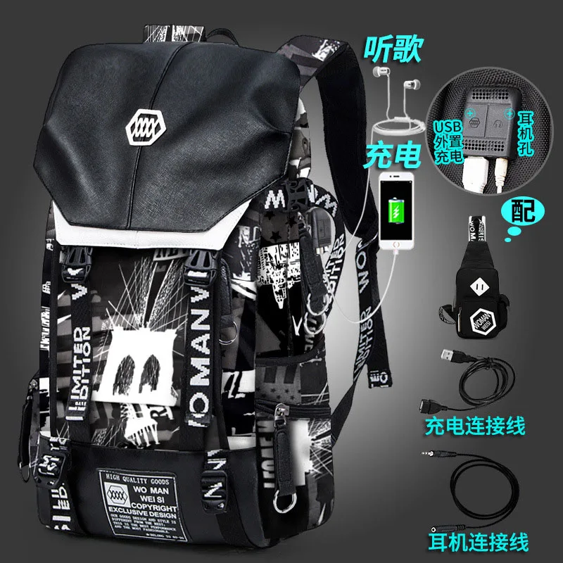 6 backpack Мужской рюкзак с несколькими карманами mochila 14 дюймов Сумка для ноутбука наушники отверстие рюкзак большой емкости многофункциональная мужская сумка - Цвет: 6 backpack