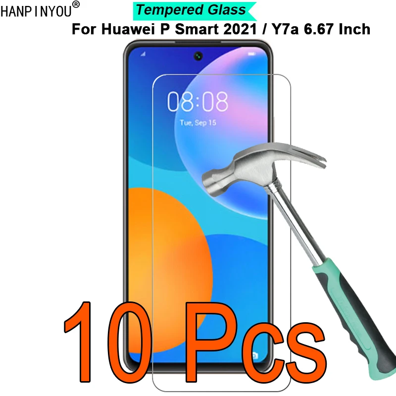 

10 Pcs/Lot For Huawei P Smart 2021 / NFC / Y7a 6.67" 9H Hardness 2.5D Toughened Tempered Glass Film Screen Protector Guard