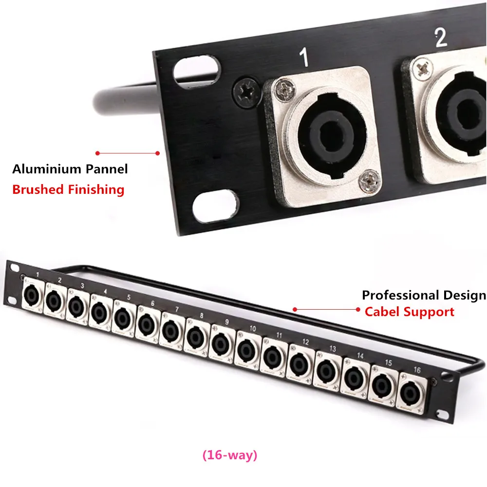 Case do Vôo Montagem para o Cabo de Áudio Rack Remendo Painel 16 Vias Speakon Chassi Connnector 1u Altifalante Profissional Plugue Masculino 8 12 - Image 2