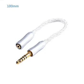 

8 Core Silver Extension Cable 3.5/2.5mm Male to 4.4 Female Cord Balanced Adapter