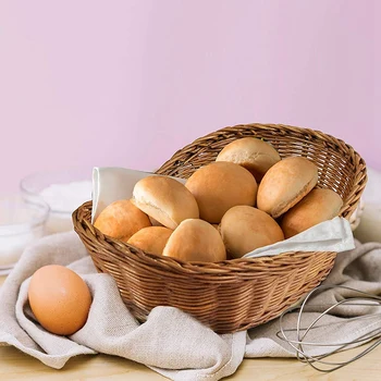 

2 Packs Oval Curved Woven Serving Baskets for Bread Fruit Vegetables, Restaurant Serving & Tabletop Display Baskets