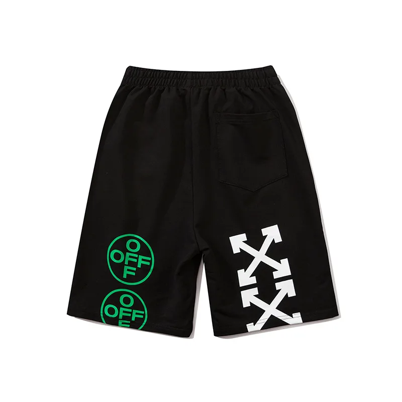

off white- five-point pants graffiti letters sports casual pants men and women summer shorts
