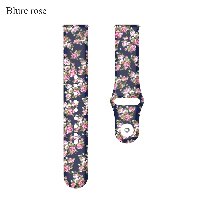 Blue rose BOORUI для Xiaomi Amazfit ремешок 20 мм силиконовый ремешок часов с цветочным принтом мягкий ремешок Замена для Huami Amazfit Bip часы - Цвет: Blue rose
