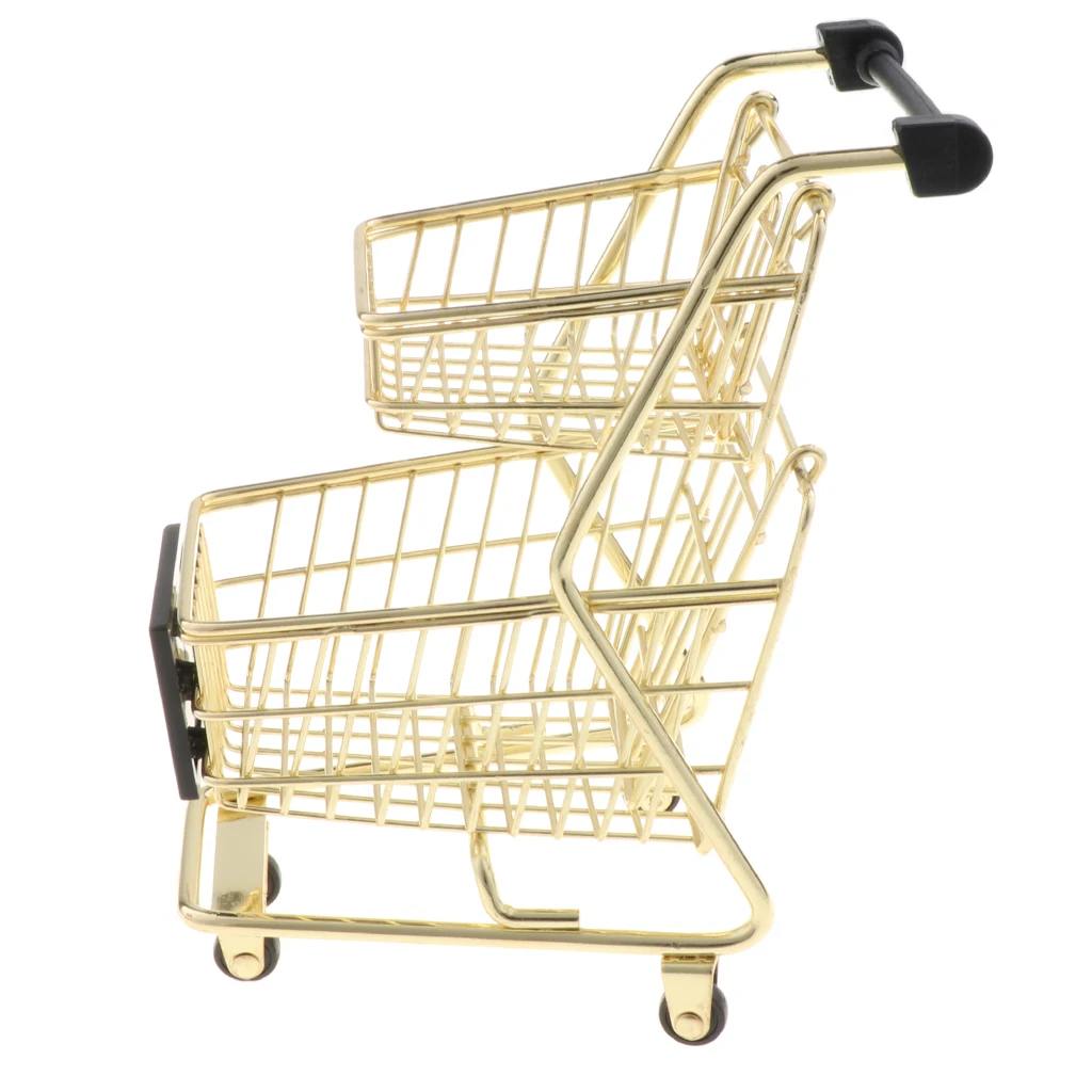 Supermarket Handcart Shopping Utility Cart Model Desk Holder Organizer Desk Accessory Decor