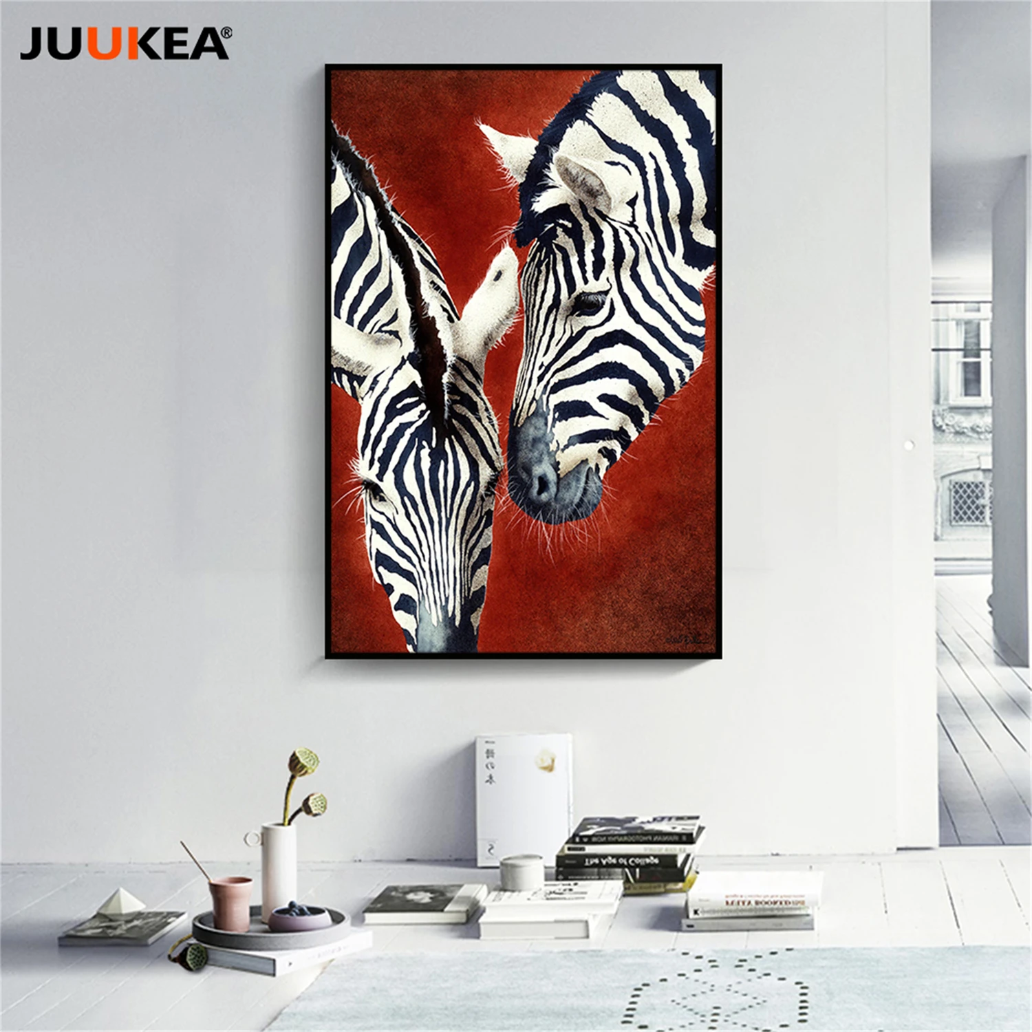 Canvas Art Print Painting Poster Zebra Black White Animal Modern