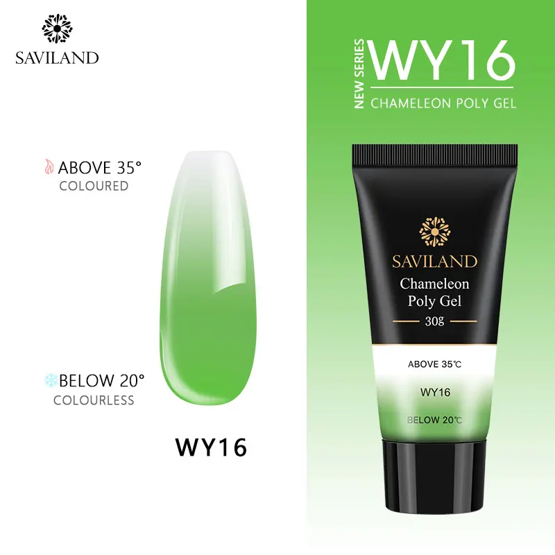 30g WY16 SAVILAND акриловый полигель для изменения температуры быстрое строительство камуфляж УФ светодиодный полигель наращивание ногтей для маникюра - Цвет: 30g WY16