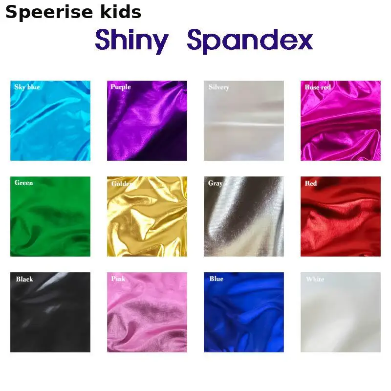 Speerise Kids Shiny Spandex Bodysuit 등자 두 번째 피부 메탈릭 나일론 Catsuit Zentai Unitard 긴 소매 체조 스포츠웨어