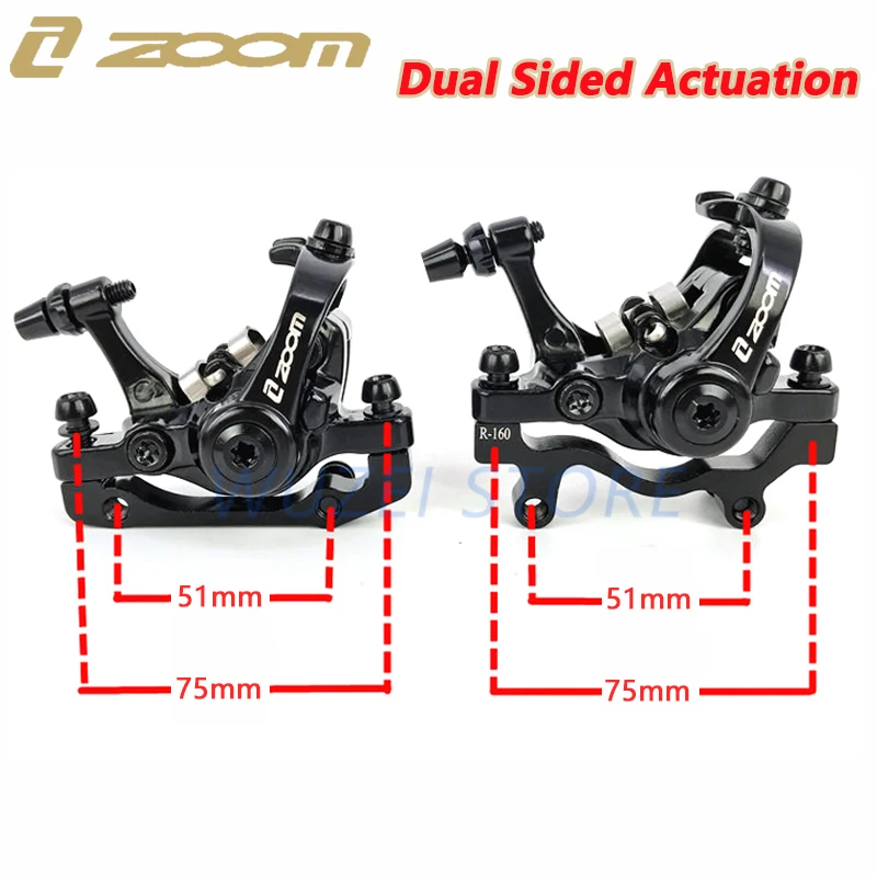 ZOOM MTB Road Bike Disc Brake Front & Rear Caliper dual sided actuation Disc Brake and 160mm rotor Mountain Bicycle Double Brake ZOOM MTB Road Bike Disc Brake Front & Rear Caliper dual sided actuation Disc Brake and 160mm rotor Mountain Bicycle Double Brake