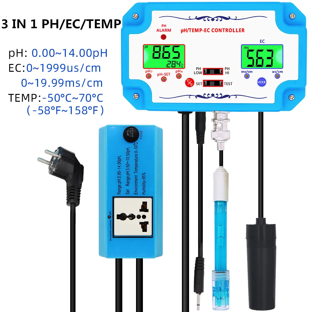 PH-метр 3 в 1 pH/EC/TEMP-детектор релейный электрод BNC-типа тестер качества воды