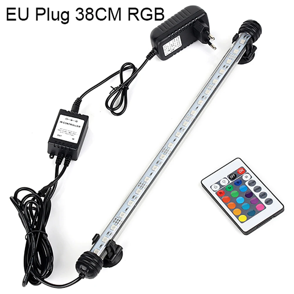 38CM EU Plug США/ЕС штекер светодиодный аквариумный свет дистанционное управление RGB Освещение для аквариума погружной IP68 Водонепроницаемый 5050 SMD светодиодный бар D35 - Цвет: 38CM EU Plug