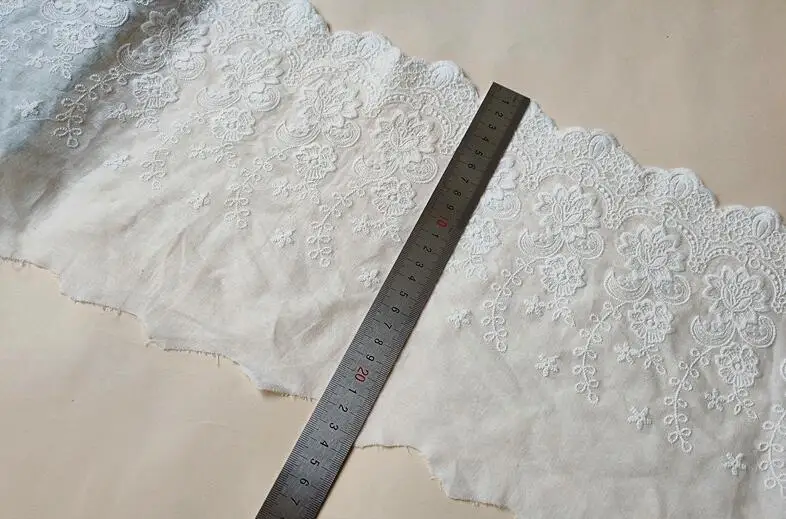 Lace Fabric 1 Yard Super Wide 100% Cotton Cloth Embroidered Lace Trim DIY Accessories Lace Fabric Width 22cm