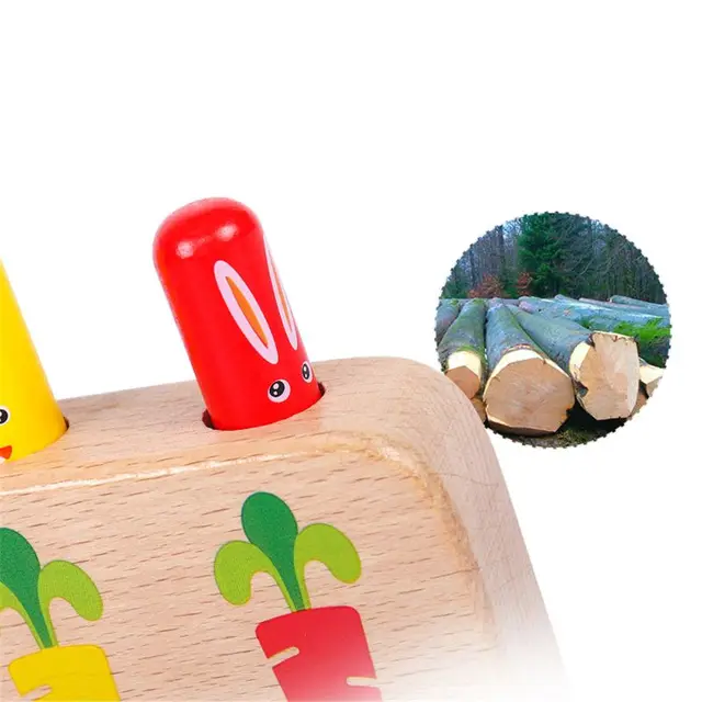 Wood Rabbit Pop_up Toy Tap Bounce Stick Baby Kids Education Toy 5