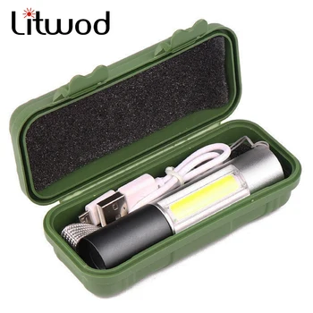 

Mini Portable Working lamp XPE+COB LED Flashlight ZOOM Torch USB Charge +1* Built in 14500 Battery Outdoor Camping light