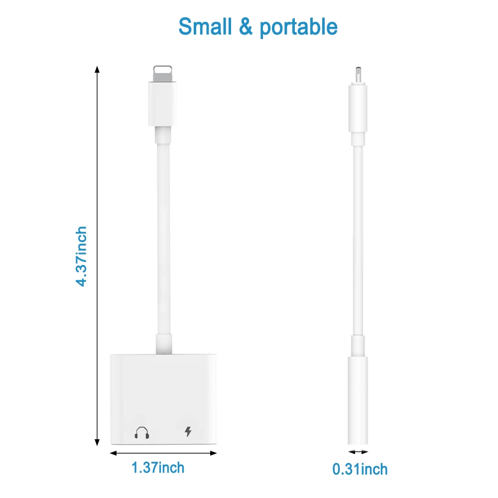 2 в 1 для перехода от разъема Lightning к 3,5 мм Aux аудио разъем для наушников адаптер переменного тока, для Lightning/аудио кабель для зарядки для iPhone X/XS/XR/8/7/6/iPad Pro