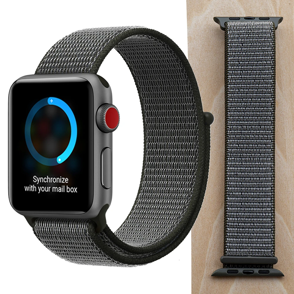 Dark Olive Высококачественный нейлоновый спортивный ремешок для Apple Watch, ремешок 44 мм, серия 5, 4, 3, 2, 1, дышащий тканый ремешок 42 мм, iwatch 40 мм, 38 мм - Цвет ремешка: Dark Olive