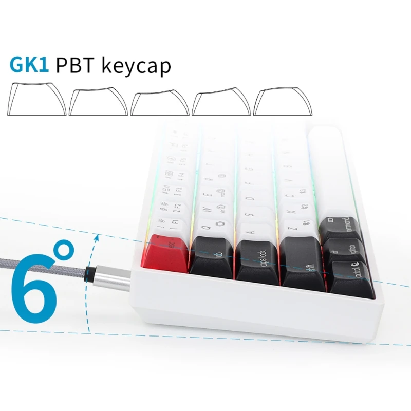 AK61 HotSwap Mechanical Keyboard Mini Portable Wired PBT Keycap Gateron Switch RGB Gaming Keyboard Designed for -Mac/Win