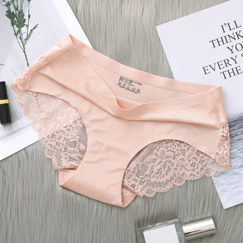 

Women Sexy Seamless Panties Ice Silk Women Underwears Cotton Comfortable Low Waist Underpants Female Intimates Plus Size Nylon
