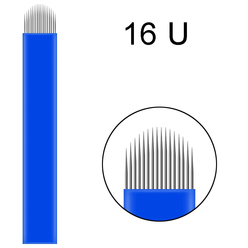 Иглы для микроблейдинга Nano needle 12 Flex 0,18 мм Laminas Tebori 12 pin Перманентный макияж бровей Тату лезвие для ручной татуировки ручка - Номер модели: 16U